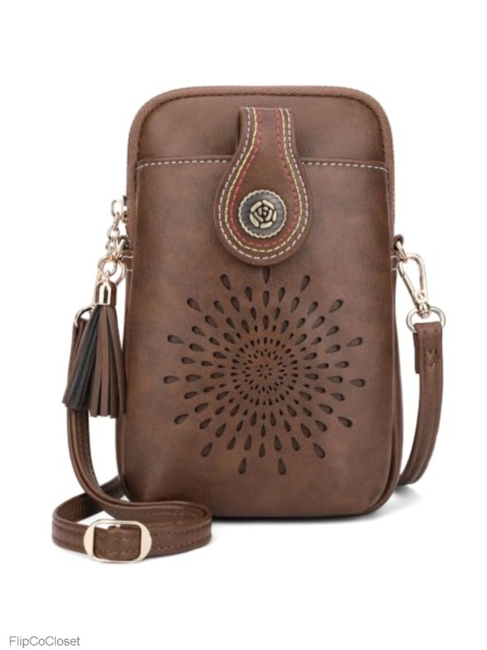 Small Crossbody Bag Vegan Leather Phone Purse with Tassels